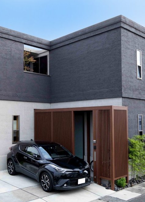 大理石風外観とモミジを眺めるお気に入りLDK空間のある上質な和モダンの家【静岡市・新築注文住宅】