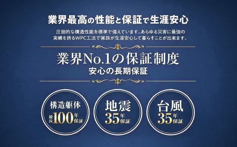 構造100年保証と地震・台風35年保証で安心