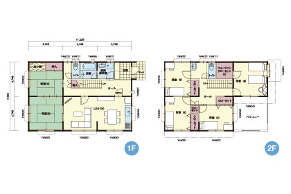 EW-10｜6LDK｜(東西玄関)1F に和室2部屋を設けたくつろぎのプ...
