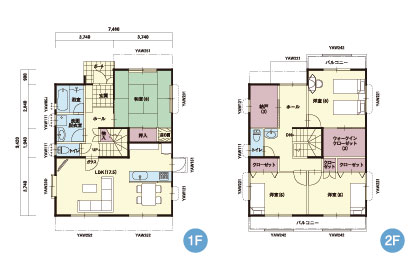 N-9｜4LDK｜(北向き玄関)3帖のウォークインクローゼットと3帖...