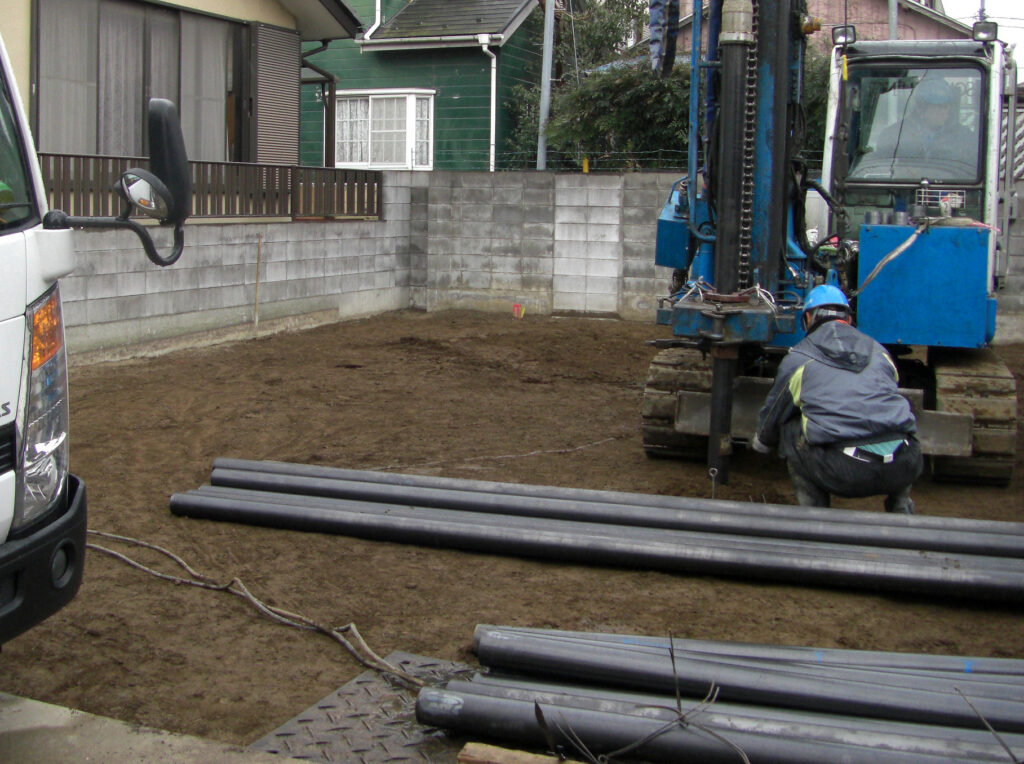 地盤調査後の地盤改良工事
